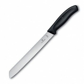 6.8633.21B Ніж кухонний Victorinox SwissClassic для хліба, серрейтор. 21см,, чорний, блістер 6.8633.21B фото