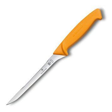 5.8448.16 Нож кухонный Victorinox Swibo Fish Filleting, узкий, гибкий, для филе оранжевый, 16 см 5.8448.16 фото